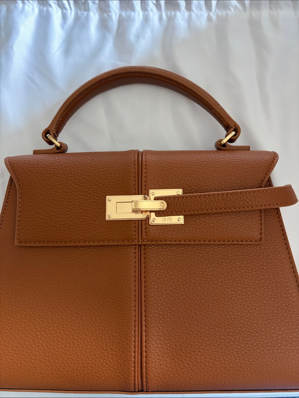 JW PEI Cognac Top Handle Satchel with Gold Hardware